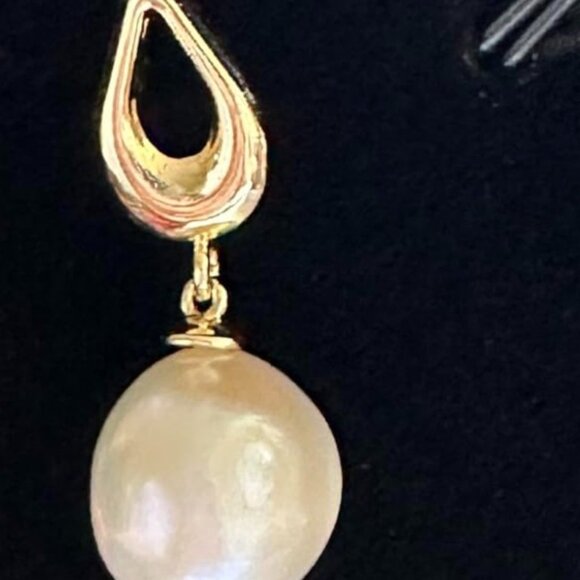 18K Gold Plated Freshwater Pearl Dangle Earrings for Women Wedding Gift - Picture 9 of 9